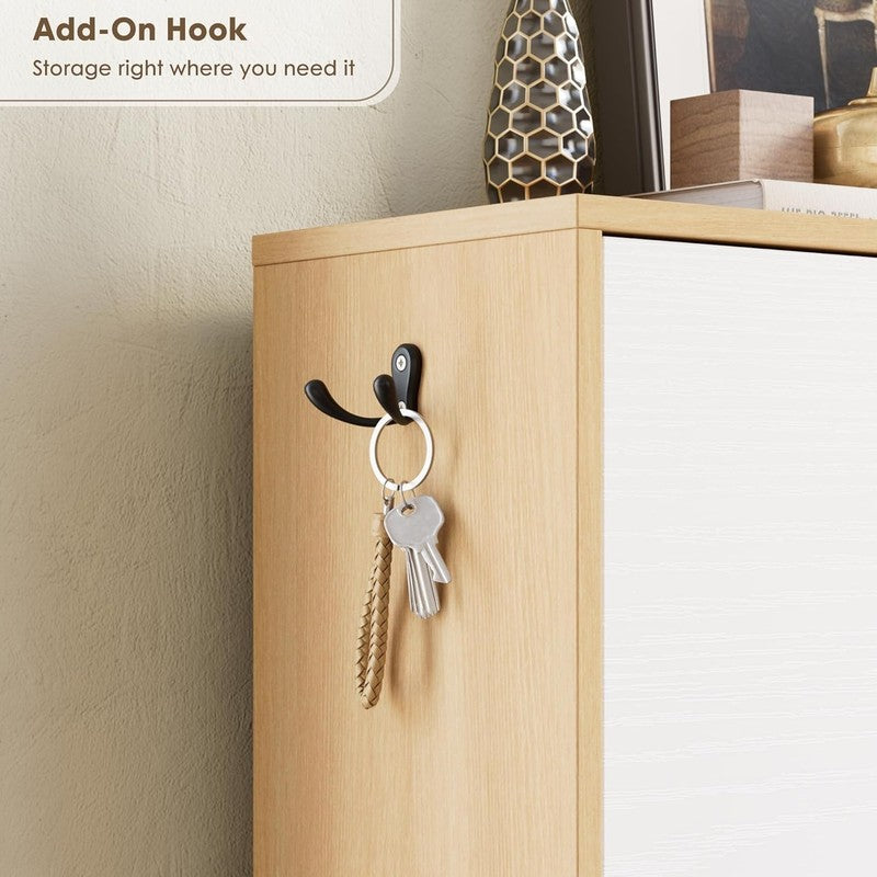 Modern Shoe Storage Cabinet Freestanding Hidden Rack Entryway Hallway Oak/White7