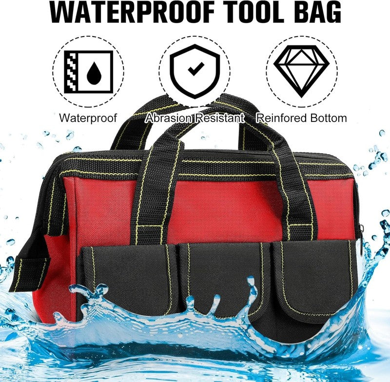 3 Pack Tool Bag 16" Waterproof Hard Bottom Heavy Duty Electrician Tote2