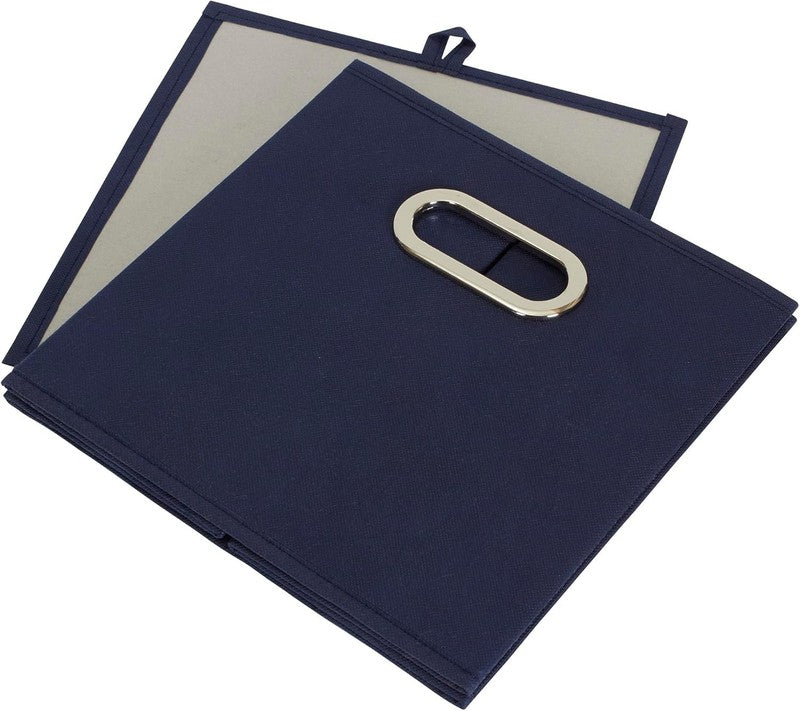 6 Pack Navy Blue Fabric Storage Bins with Handles, Foldable Closet Cubes3