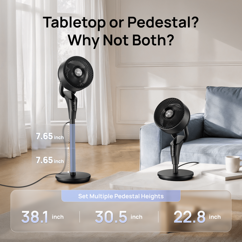 2 in 1 Pedestal Fan Quiet Standing Table Fan Remote 8 Speed Timer1