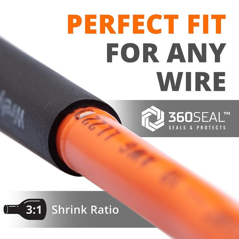 Adhesive Lined Heat Shrink Tubing 1/2" - 50ft Black, 3:1 Ratio, Durable3
