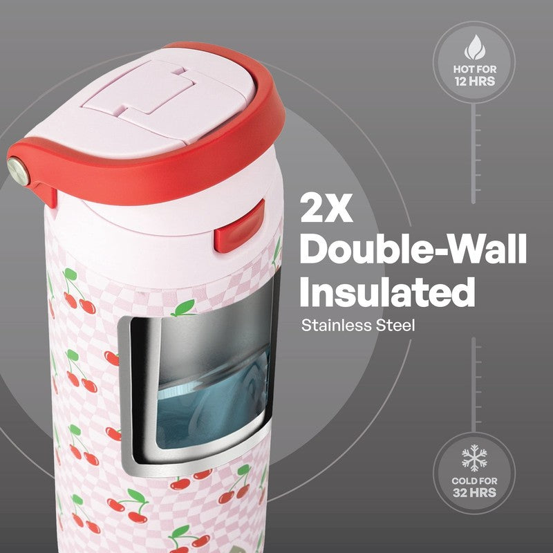 24oz Stainless Steel 2-in-1 Water Bottle with Straw and Chug Lid Candy Hearts4