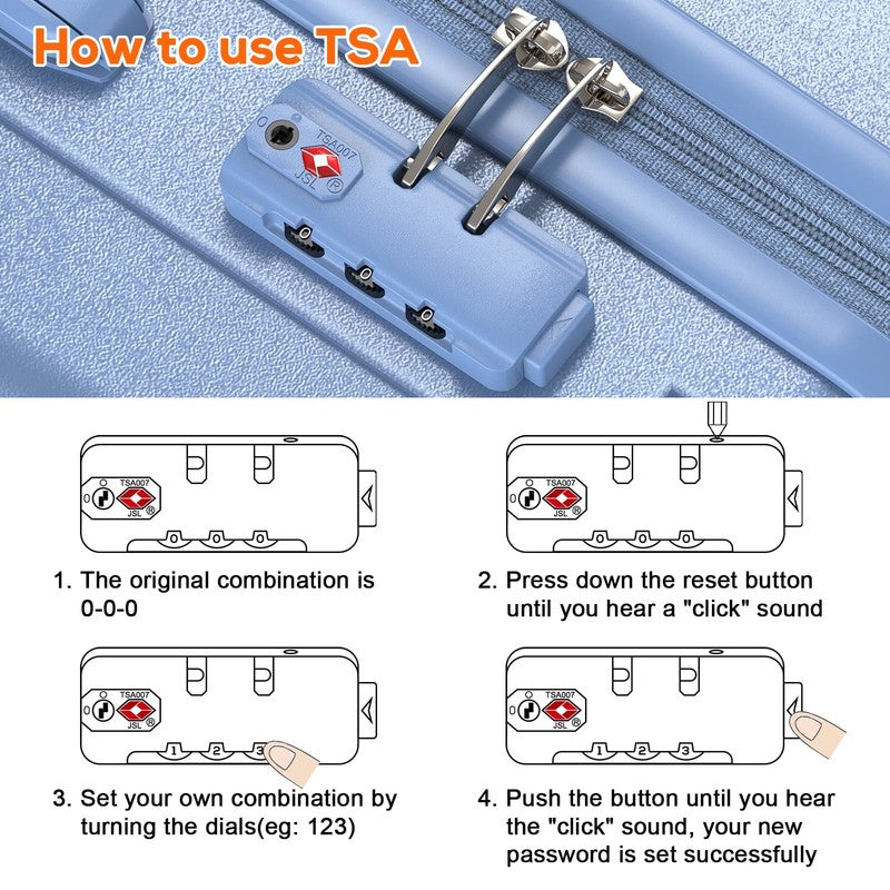 Durable 6 Piece Hardshell Luggage Set TSA Lock Spinner Wheels Tote Bags Included3