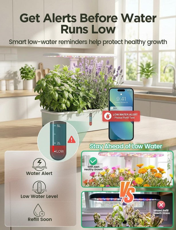 10 Pod Smart Hydroponics System APP WiFi 24W Grow Light Indoor Garden Kit4