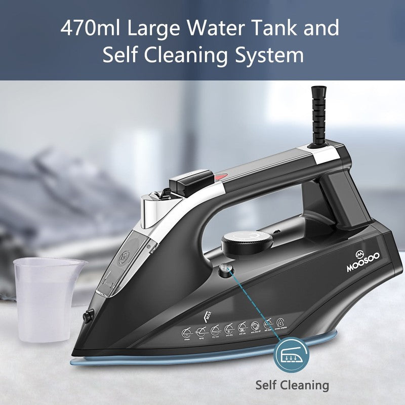 1800W Steam Iron w/ Rapid Heat, Ceramic Soleplate, Self Cleaning & Auto Off1