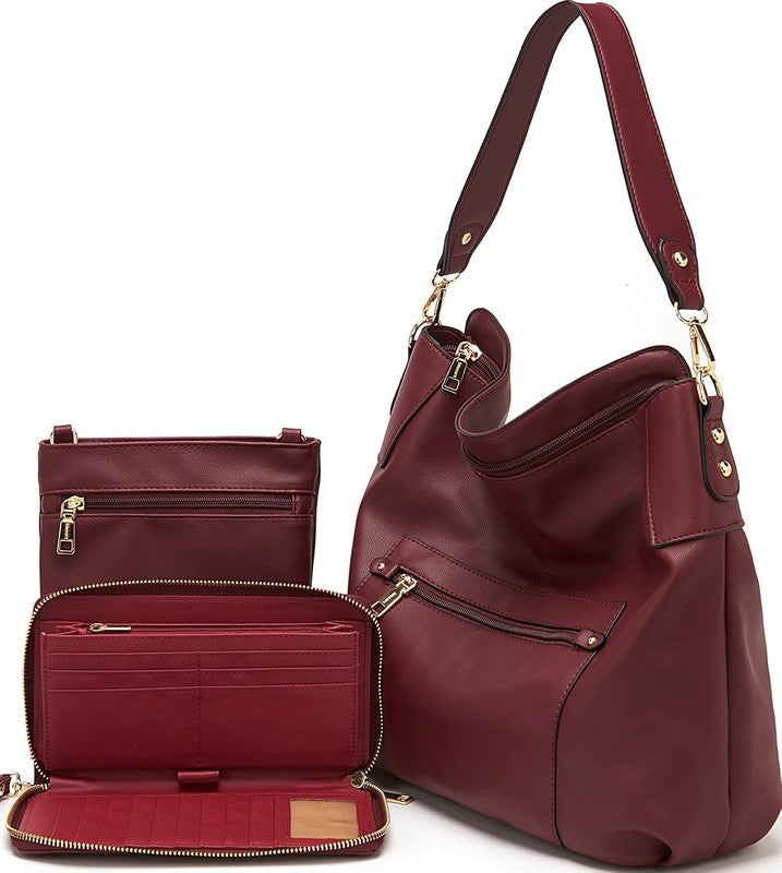 Women Large Crossbody Bag Shoulder Handbag Purse Wallet Set Hobo Tote6
