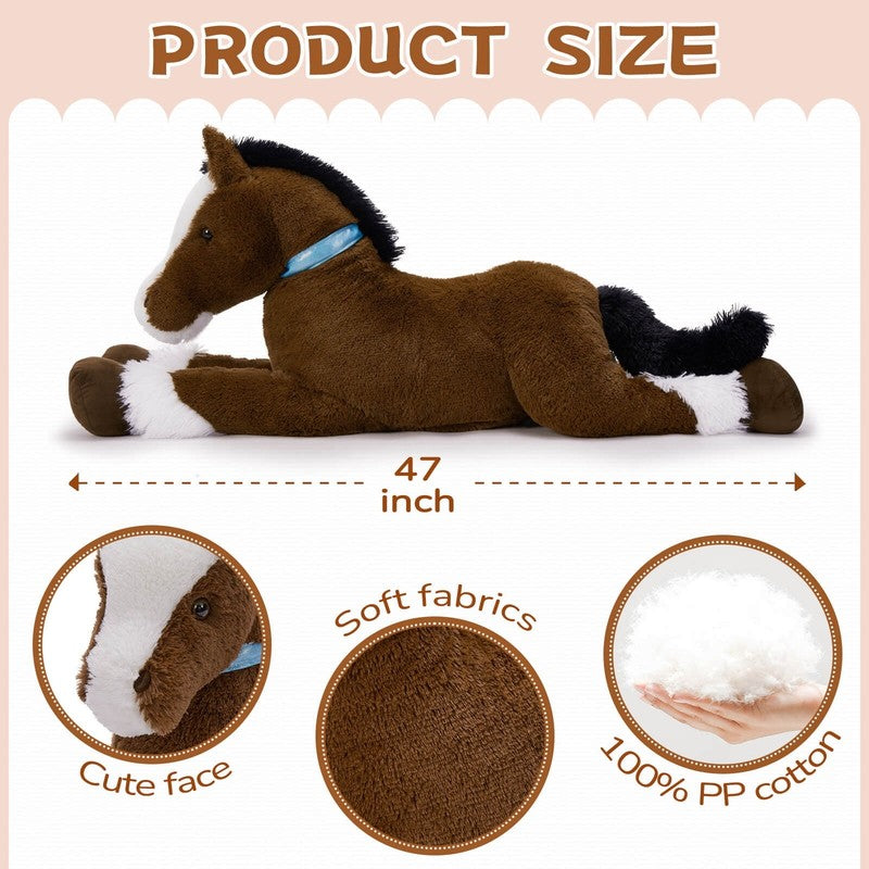 47" Giant Horse Stuffed Animal Large Stuffed Horse Plush Toy7