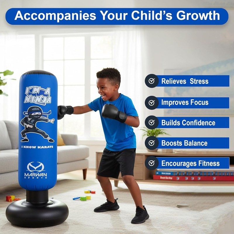 Punching Bag for Kids with Boxing Gloves Ages 4 12 – 63" Inflatable Boxing Bag f2