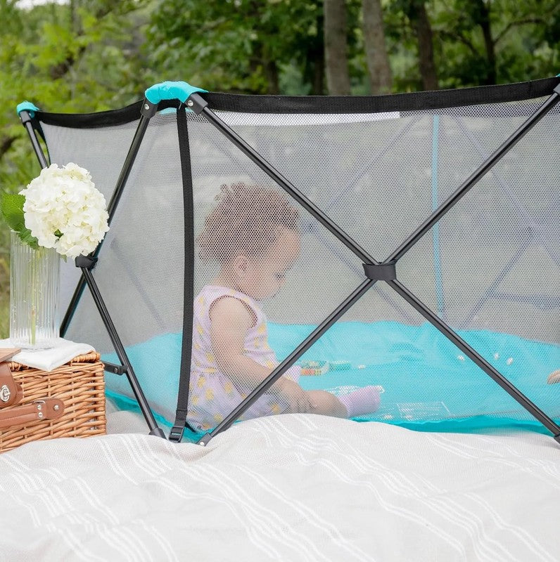 My Portable Play Yard Indoor and Outdoor, Washable, Aqua, 6-Panel, 48 Inch1