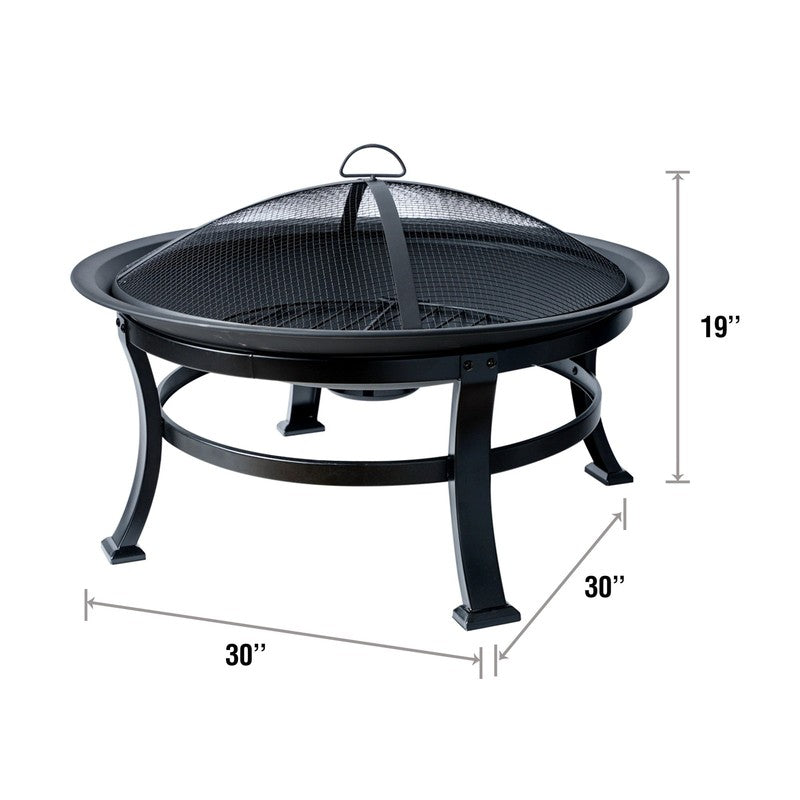 30 Inch Steel Wood Fire Pit with Spark Screen, Cover and Poker4