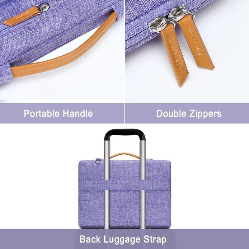 15.6 Inch Laptop Shoulder Bag 360 Protective Messenger 4 Zipper Pockets5