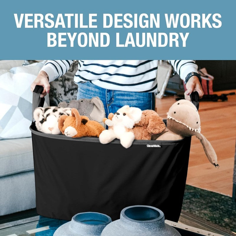 Collapsible Laundry Basket Hamper 2-Pack 60L Black Foldable Organizer4