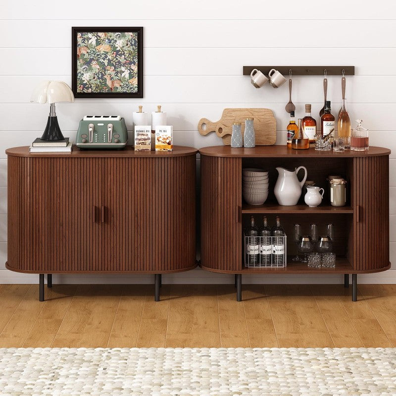 40" Sideboard Buffet Cabinet with Sliding Tambour Doors & Adjustable Shelves6