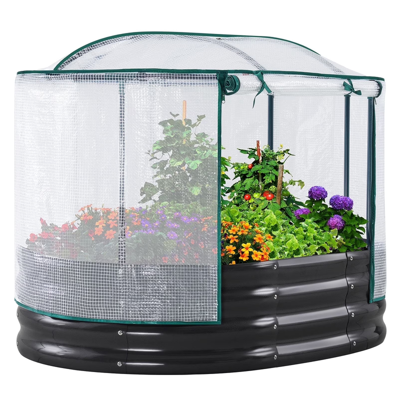 4X3X1 Ft Raised Garden Bed with Cover Galvanized Steel Metal Planter Garden Box 9