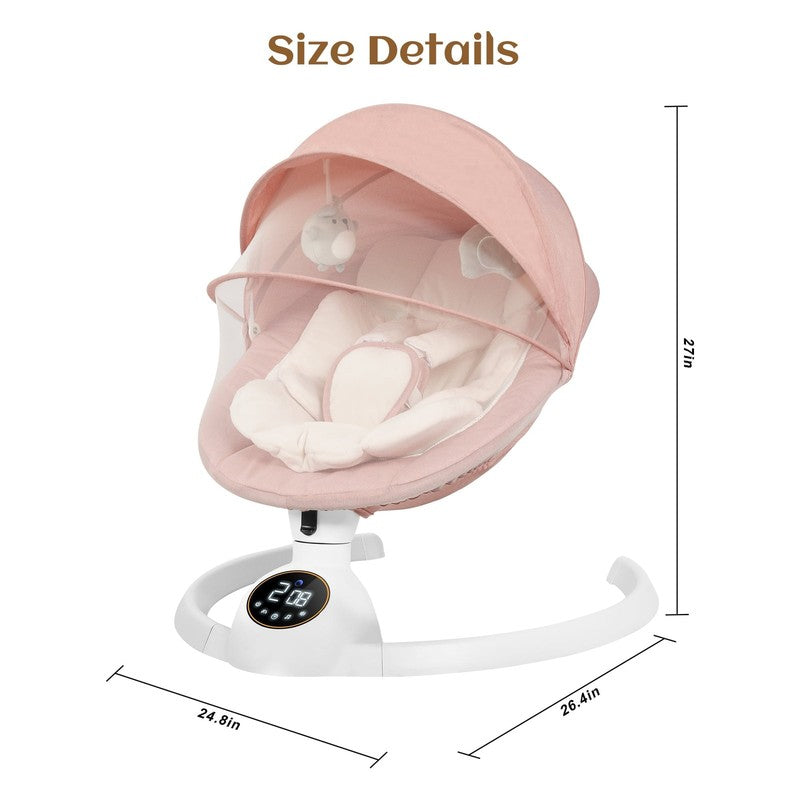 Baby Swing for Infants Bluetooth Control 5 Point 5 Speeds 10 Lullabies Pink9