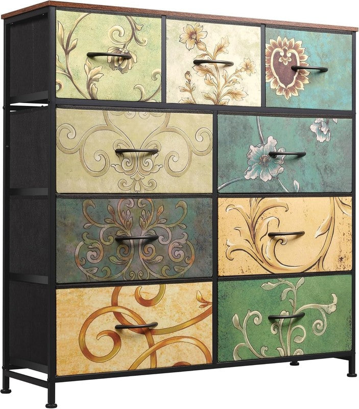 9 Drawer Dresser, Fabric Storage Tower for Bedroom, Hallway, Entryway, Closet, T1