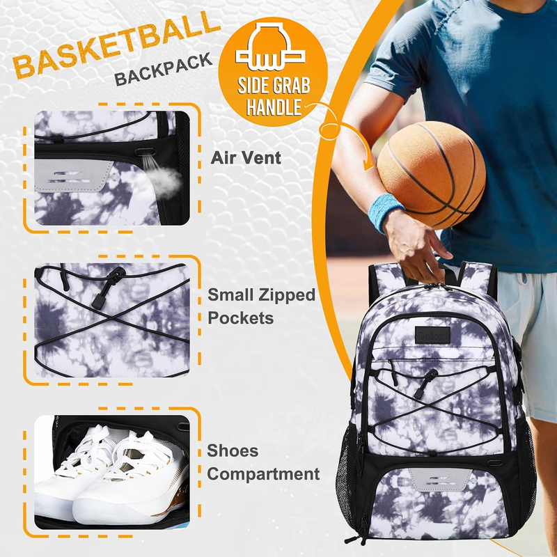 Soccer Basketball Backpack w/ Ball & Shoe Compartment Sports Travel Bag1