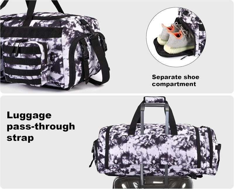 50L Tactical 3-in-1 Gym Duffle Backpack Laptop Shoe Compartment Travel Bag Black5