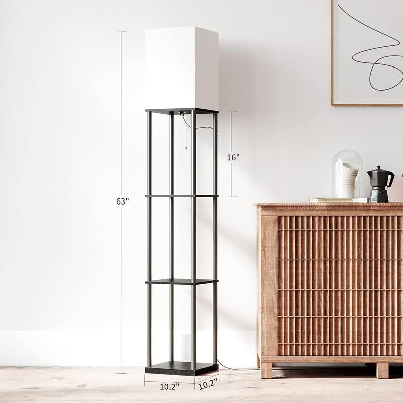 Floor Lamp with Shelves, Modern Square Standing Lamp with 3 Color Temperature Bu5