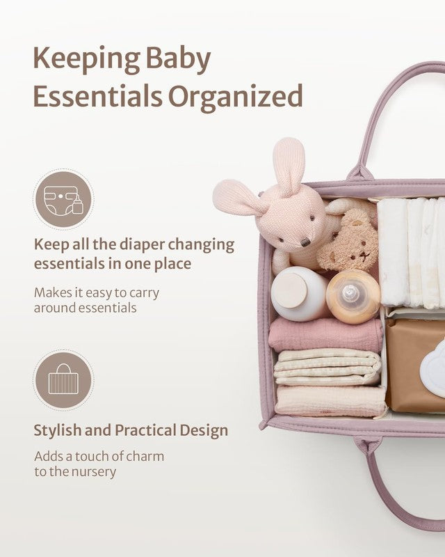 Baby Diaper Caddy Organizer Storage Basket Newborn Essentials Mauve1