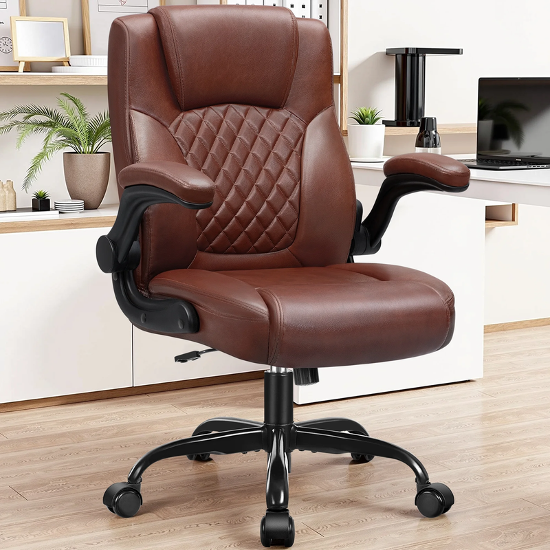 Executive Leather Office Chair High Back Big Tall Dark Brown6