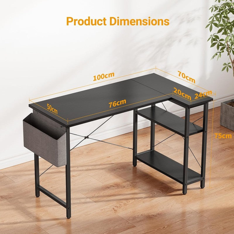 40" L Shaped Computer Desk Home Office Corner Table w/ Reversible Storage Black2