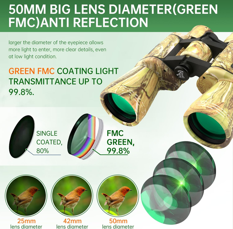 20x50 High Power Binoculars Waterproof Low Light Bird Watching Hunting4
