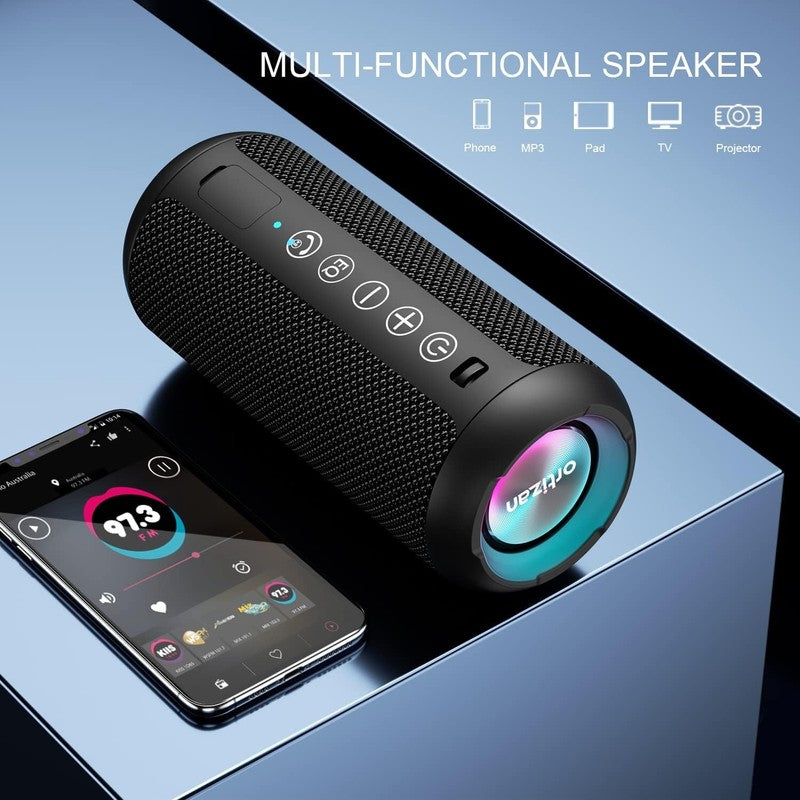24W Bluetooth Speaker, IPX7 Waterproof, Deep Bass, LED Lights, 30H Play, Black3