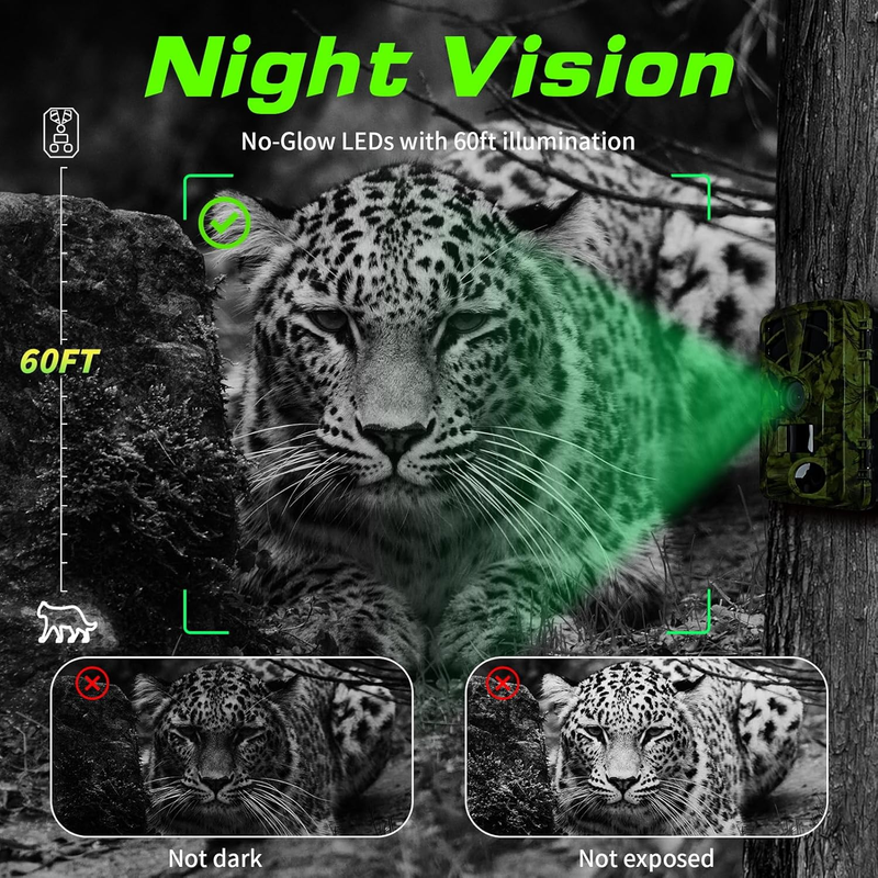 4K 48MP WiFi Trail Camera 0.1S Trigger Night Vision Waterproof IP66 120° BT3