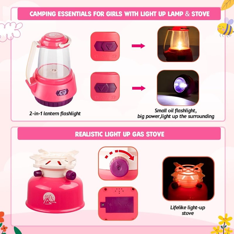 Kids Camping Set for Girls   Camping Tent Toys for Girls Indoor Outdoor Pretend 1