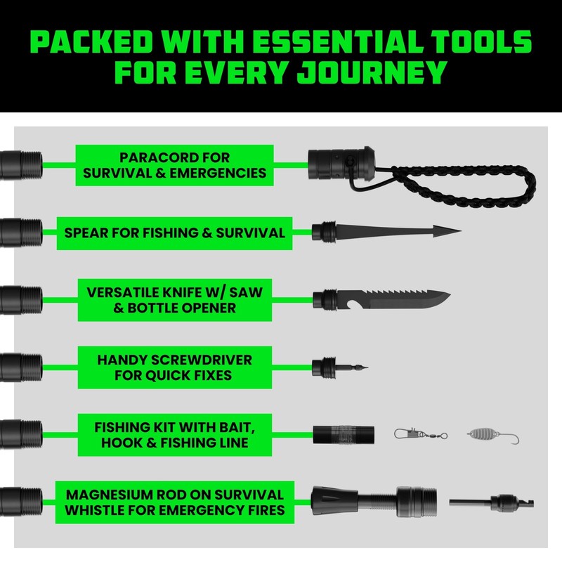 Hiking Stick with Survival Kit Durable Trekking Pole Camping Gear1