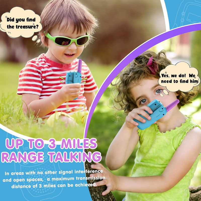 Purple Kids Walkie Talkies 22 Channel 2 Way Radio 3 Mile Range LCD Flashlight4