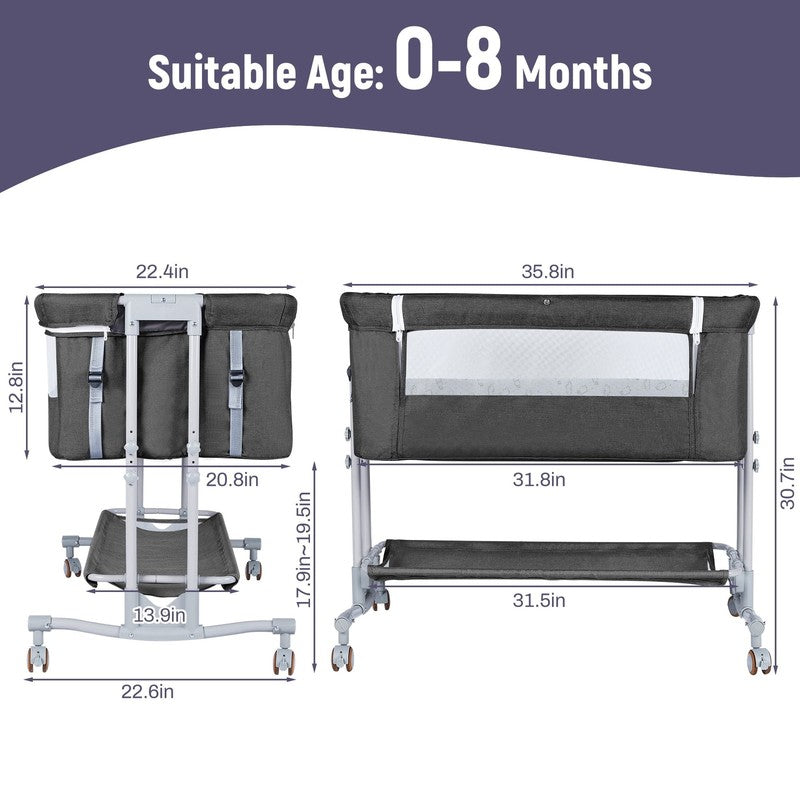 Baby Bassinet Bedside Sleeper Bassinet for 0 5 Months Baby Unisex (Dark Gray)2