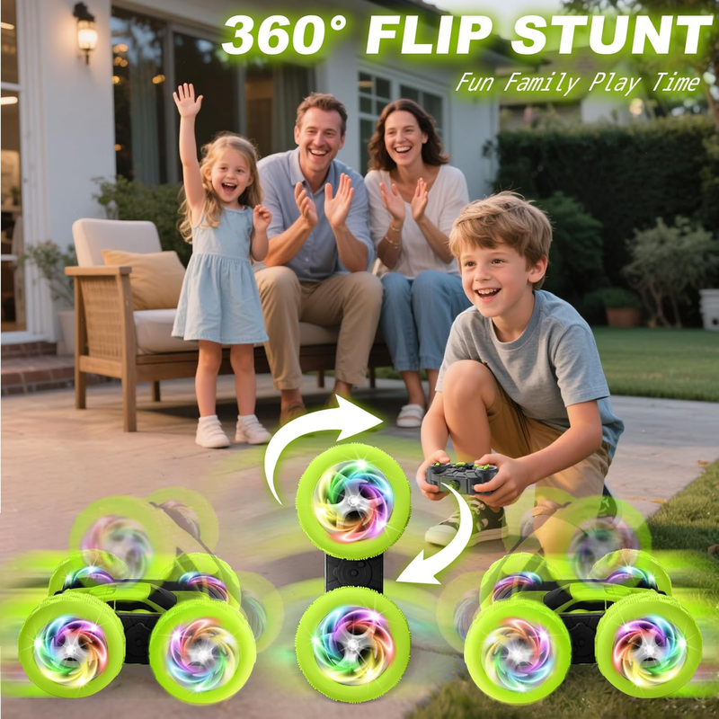 RC Stunt Crawler Car 2.4GHz 360 Flips Double Sided Boys Gift Green5