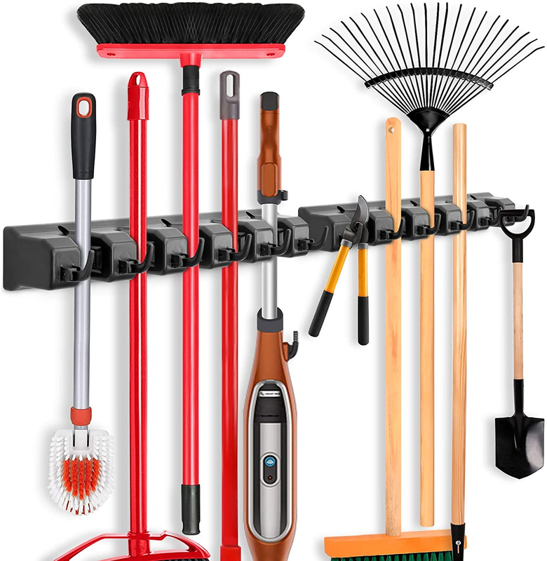 2 Pack Mop and Broom Holder, Wall Mounted Organizer Mop and Broom Storage Tool R1