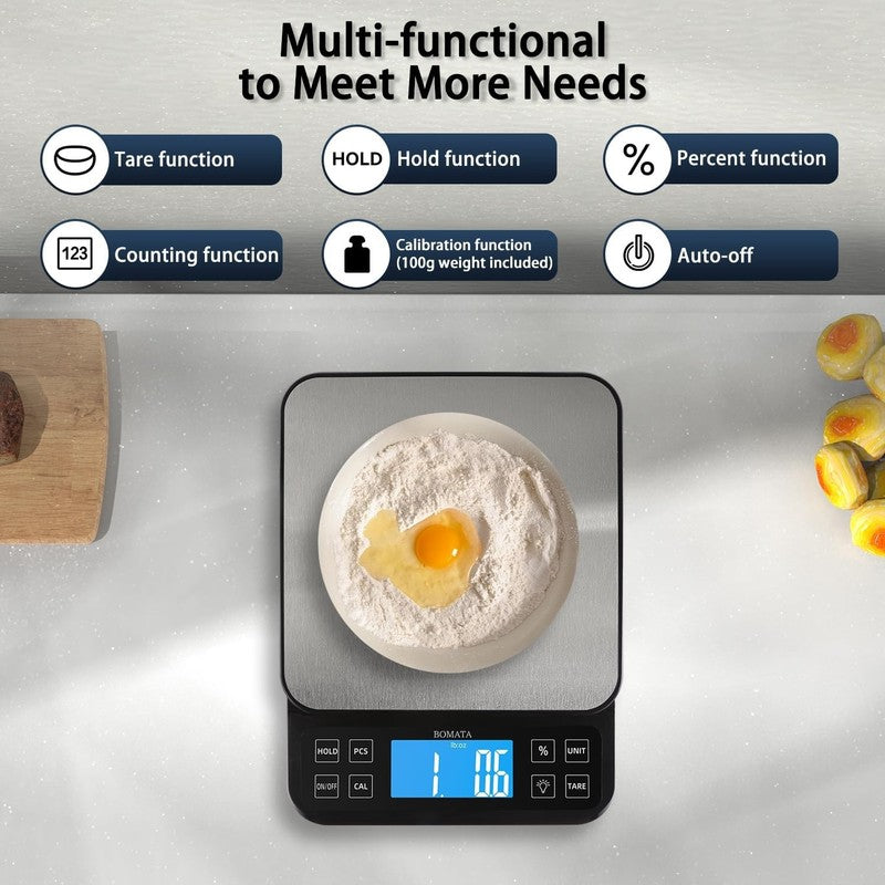 Large Kitchen Scale with 0.1G/0.001Oz High Precision, 5Kg/11Lb Bakery Scale With6