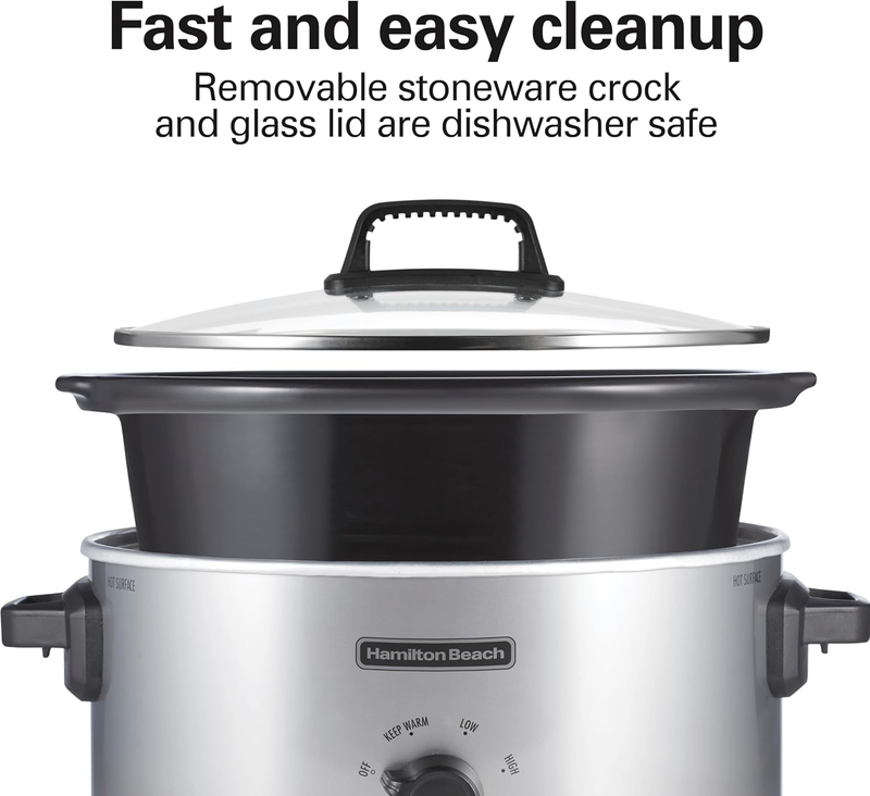 6-Quart Slow Cooker with 3 Cooking Settings, Dishwasher-Safe Stoneware Crock & G5