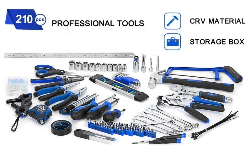 249 Piece Household Tool Kit,  General Home/Auto Repair Tool Set with Hammer, Pl4