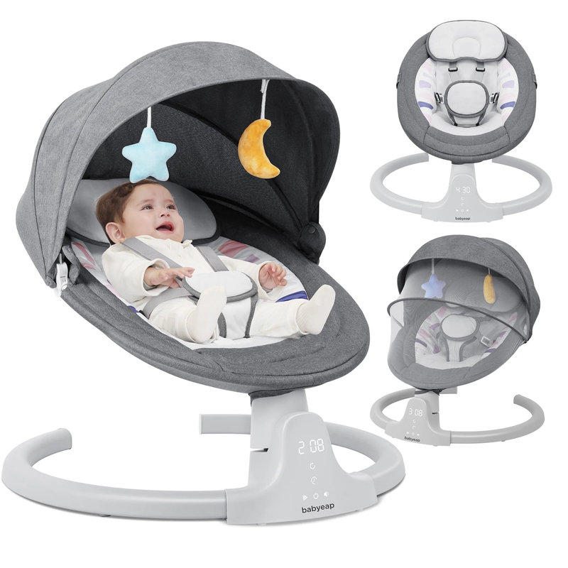 Baby Swing for Infants Motorized Swing w/ Music Speaker Remote Control Gray10