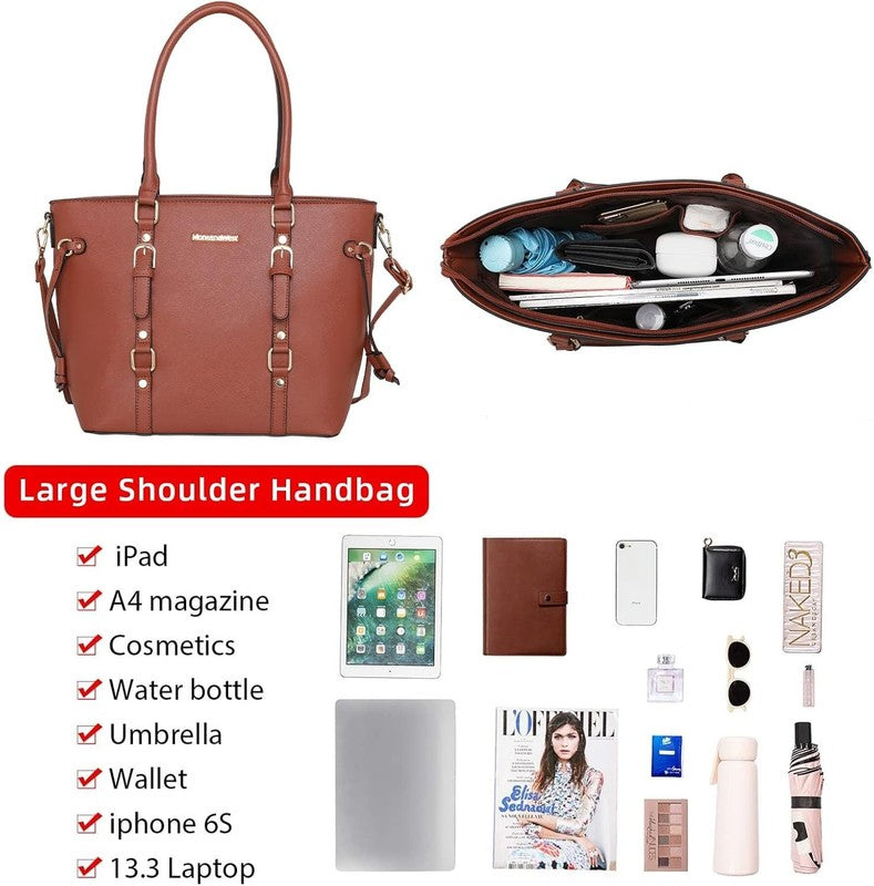 3PCS Purses for Women Tote Bag and Wallet Set Shoulder Satchel Handbags2
