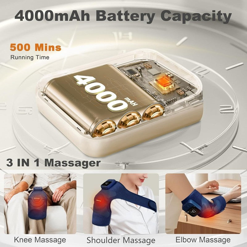 Cordless Knee Massager w/ Heat Vibration 4 Motors 6 Modes Pain Relief Blue5