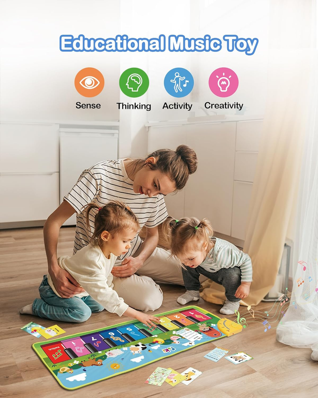 Floor Piano Mat for Toddlers Musical Keyboard Toy Animal Sounds 1 5 Years4