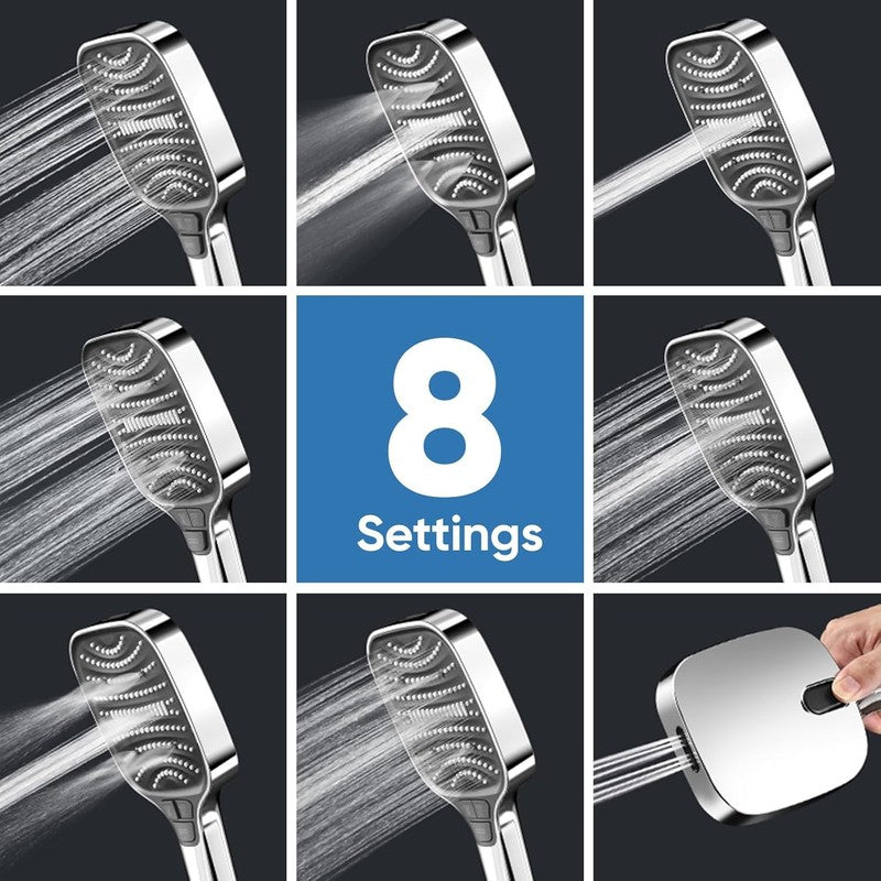 8 Mode High Pressure Handheld Shower Head w/ Anti Clog Nozzles & 59" Hose1