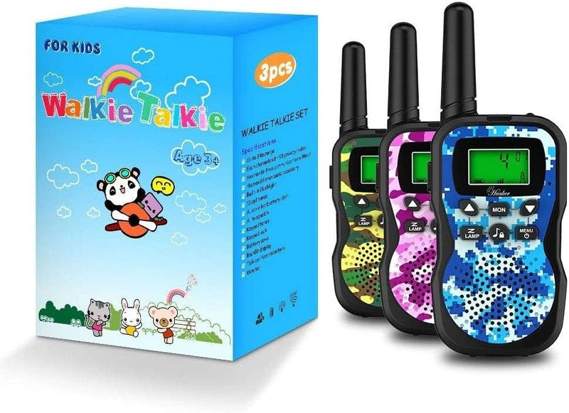 Kids Walkie Talkies 3 Pack 22CH Toy Radios w/ Flashlight LCD 3km Range7