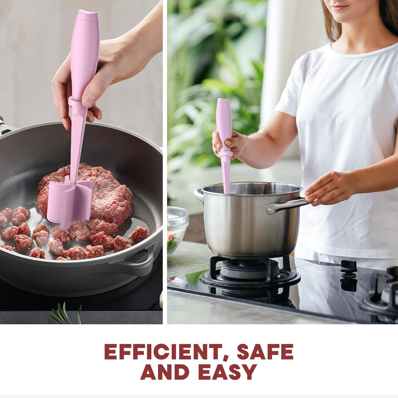 2 Pcs Meat Chopper Hamburger Grinder Ground Beef Turkey Smasher Pink5