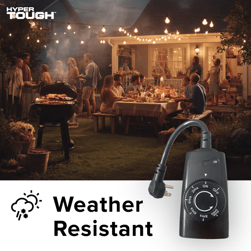 (2 Pack)  Outdoor Grounded Photocell Dusk to Dawn Timer Single Outlet, 10 Amps7