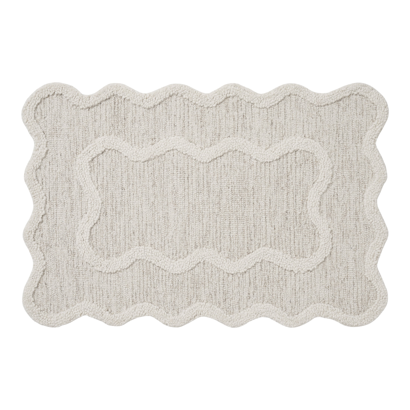 Ivory Scallop Wool Indoor Area Rug, 24" X 36"0