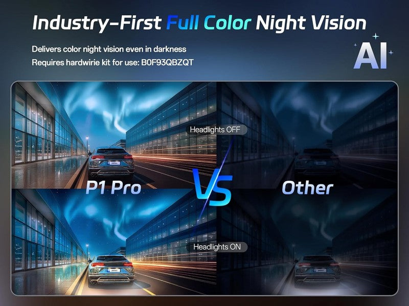 P1 Pro 4K Front/Rear Dash Cam STARVIS 64GB Card Night Vision GPS WiFi ADAS4