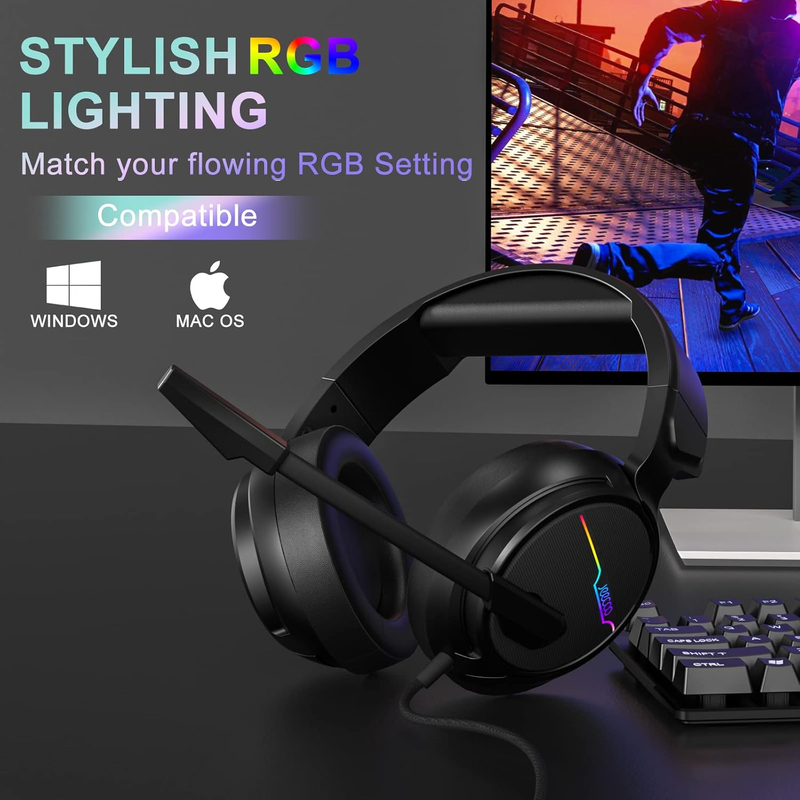 V20U USB Gaming Headset 7.1 Surround Sound RGB Noise Cancelling Mic1