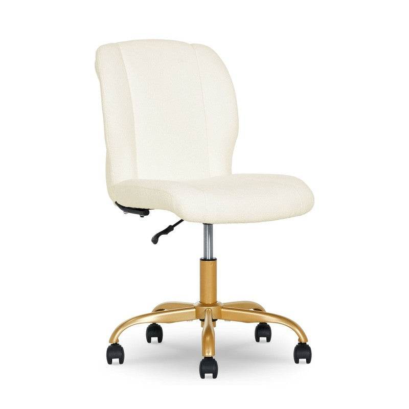 Bouclé Armless Office Chair for Adults and Teens, Cream7